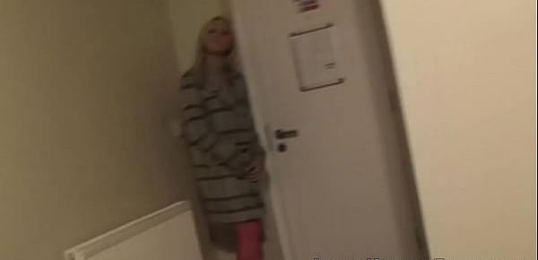 British blonde in fishnets gets plowed